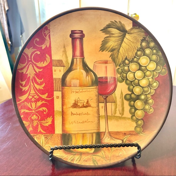 Decorative plate with red wine print - Picture 1 of 7